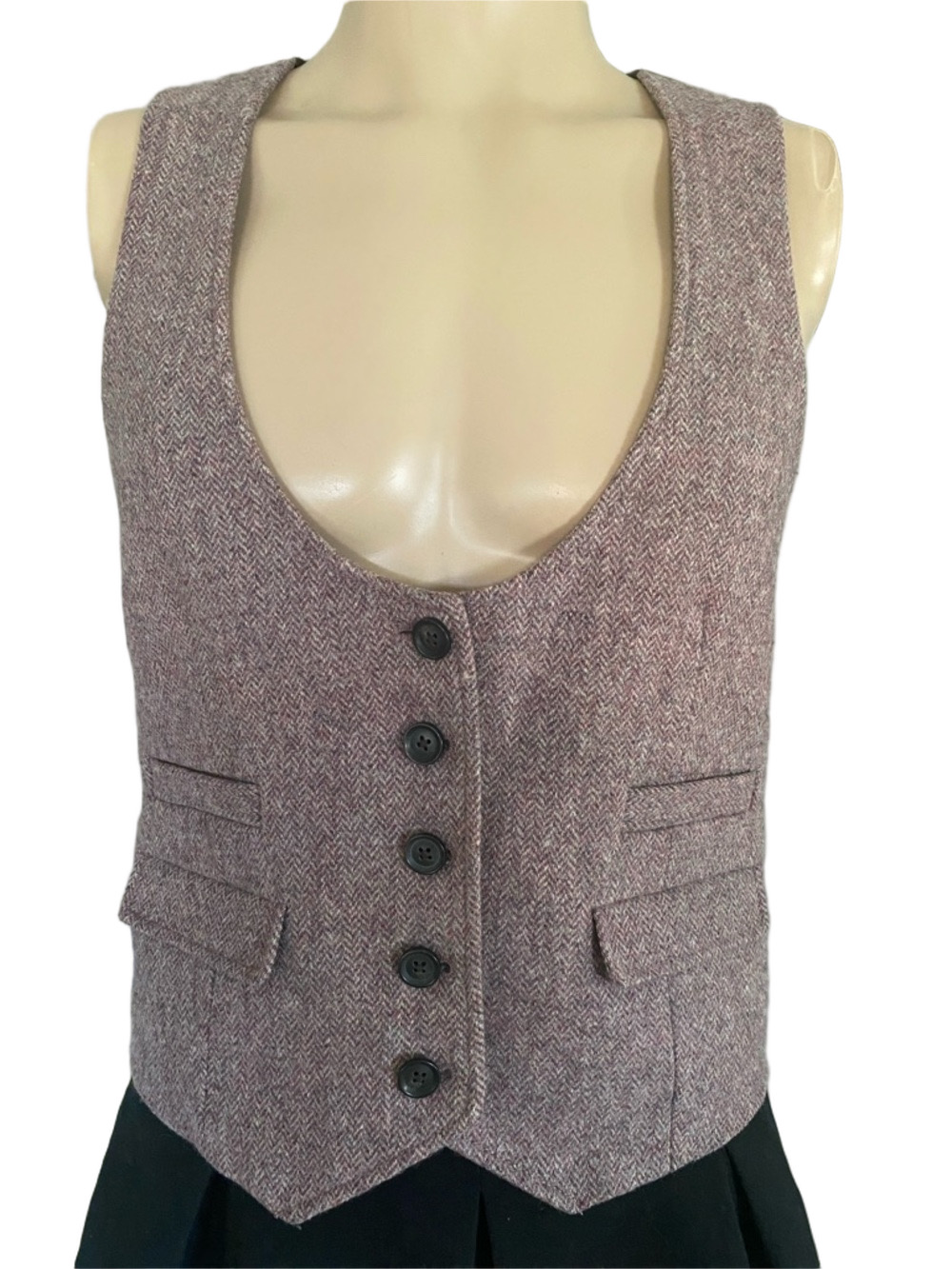 GAP Mauve Tweed Button-Front Vest